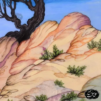 تابلو مینیاتور طرح شکارگاه سلطنتی با قاب خاتم‌کاری اعلاء - Image 9