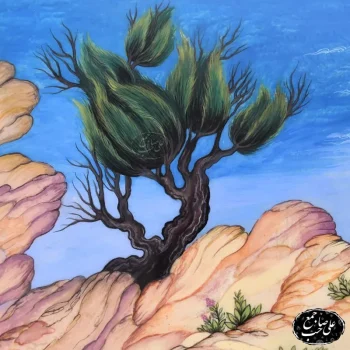 تابلو مینیاتور طرح شکارگاه سلطنتی با قاب خاتم‌کاری اعلاء - Image 10