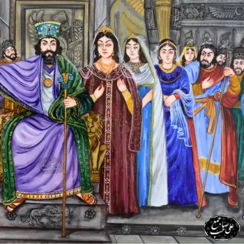 تابلو نقاشی خاتم کاری اعلا کوروش کبیر و منشور حقوق بشر - Image 2