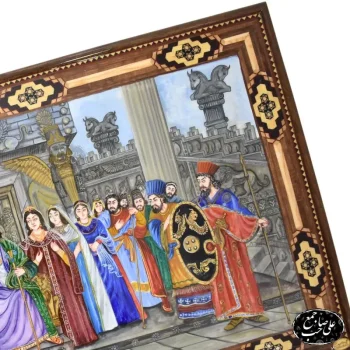 تابلو نقاشی خاتم کاری اعلا کوروش کبیر و منشور حقوق بشر - Image 4