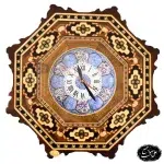 ساعت دیواری خاتم‌کاری اصل اصفهان قاب میناکاری ۵۰ سانتی‌متر کد 303